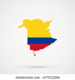 New Brunswick map in Colombia flag colors, editable vector.