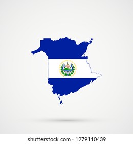 New Brunswick map in El Salvador flag colors, editable vector.