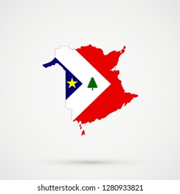New Brunswick map in New England Acadians flag colors, editable vector.