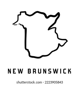New Brunswick map outline - smooth simple hand-drawn Canadian province shape map vector. Province in Canada.
