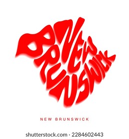 Mapa de arte de tipografía de New Brunswick. Mapa de vectores de New Brunswick.