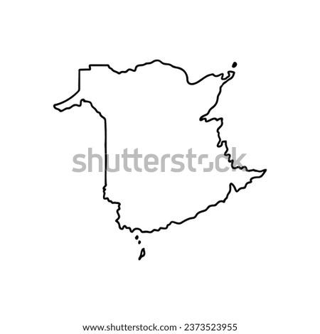 New Brunswick outline map. Provinces and territories of Canada. Vector map with contour.