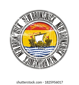 New Brunswick province, Canada. Vector postal rubber stamp over white background