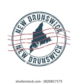 New Brunswick stamp with map silhouette distressed vector illustration