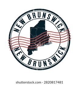 New Brunswick stamp with state map silhouette distressed vector illustration