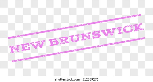 New Brunswick watermark stamp. Text tag between parallel lines with grunge design style. Rubber seal stamp with scratched texture. Vector violet color ink imprint on a chess transparent background.
