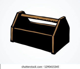 New build hardware set holder object on white backdrop. Freehand outline black ink hand drawn help logo emblem. Pictogram design in art retro doodle style pencil on paper space for text. View closeup