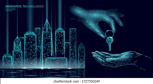 New building quarter residential complex. Seller house door keys. Finance agreement sale real estate apartment home access. Sell own family customer life business concept vector illustration