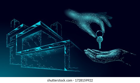 New building quarter residential complex. Seller house door keys. Finance agreement sale real estate apartment home access. Sell own family customer life business concept vector illustration