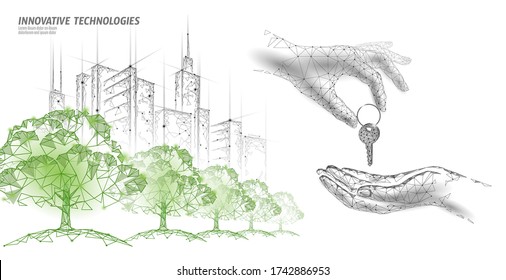 New building quarter residential complex. Seller house door keys. Finance agreement sale real estate apartment home access. Sell own family customer life business concept vector illustration