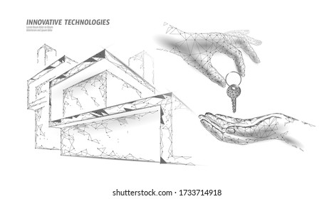 New building residential complex. Seller house door keys. Sale real estate apartment home access. Sell concept vector illustration