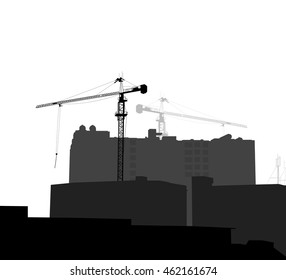 New building vector silhouette building construction industry background