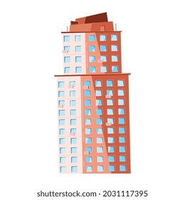 Composición de nuevos edificios con imagen aislada de la nueva construcción de la casa de apartamentos vectorial ilustración