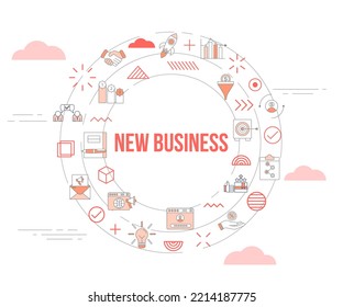 new business concept with icon set template banner and circle round shape