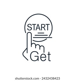New business. Get Started Button. Vector linear icon isolated on white background.