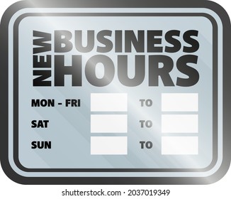 New Business Hours Sign, Obening Hours Sign Isolated On White Background, Vector Illustration