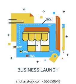 New business launch or startup planning icon concept