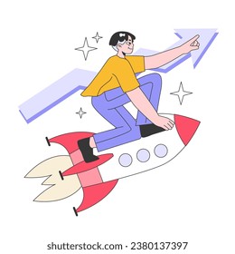 New business launching. Man starting and developing a new start-up or local business. Independent enterpreneurship, business planning and mannaging. Flat vector Illustration