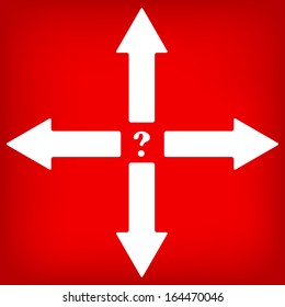 New business path selection on a red background. Vector illustration