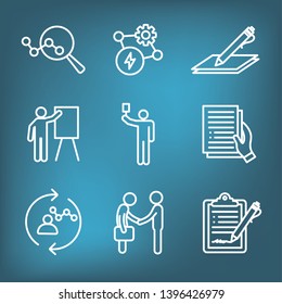 New Business Process Icon Set w Bidding Process, Proposal, & Contract