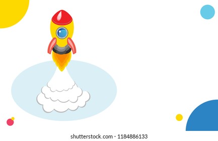 New business startup concept based web template design with 3d rocket on white background.