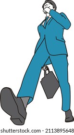 A new businessman walking cheerfully