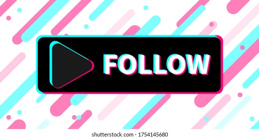 New button design. Button to follow. Blog in the colors of a popular social network. User interface, ui. Social media concept. Vector illustration. EPS10