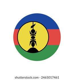 New Caledonia circle flag. New Caledonia flag. Flag icon. Standard color. Round flag. Computer illustration. Digital illustration. Vector illustration.