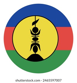 New Caledonia circle flag. New Caledonia flag. Flag icon. Standard color. Round flag. Computer illustration. Digital illustration. Vector illustration.