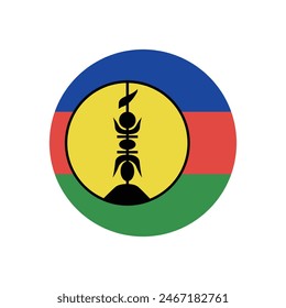New Caledonia circle flag. New Caledonia flag. Flag icon. Standard color. Round flag. Computer illustration. Digital illustration. Vector illustration.