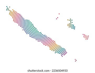 New Caledonia dotted map. Digital style shape of New Caledonia. Tech icon of the country with gradiented dots. Beautiful vector illustration.