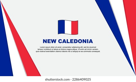 Plantilla de diseño de fondo de resumen de la bandera de Nueva Caledonia. Ilustración de vectores de caricaturas del Día de la Independencia de Nueva Caledonia. Bandera de Nueva Caledonia