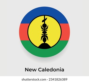 Neukaledonien Flaggenblase Kreis um rund Form Symbol Vektorgrafik