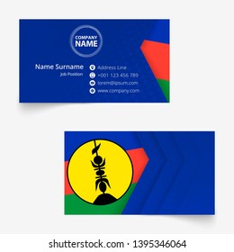 New Caledonia Flag Business Card, standard size (90x50 mm) business card template with bleed under the clipping mask.