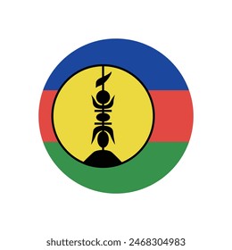 New Caledonia flag. New Caledonia circle flag. Flag icon. Standard color. Round flag. Computer illustration. Digital illustration. Vector illustration.