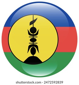 New Caledonia flag. New Caledonia circle flag. Flag icon. Standard color. Round flag. Computer illustration. Digital illustration. Vector illustration.