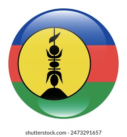 New Caledonia flag. New Caledonia circle flag. Flag icon. Standard color. Round flag. Computer illustration. Digital illustration. Vector illustration.