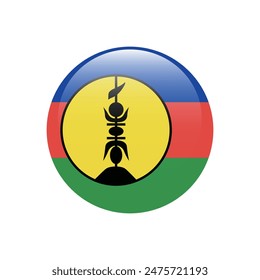 New Caledonia flag. New Caledonia circle flag. Flag icon. Standard color. Round flag. Computer illustration. Digital illustration. Vector illustration.