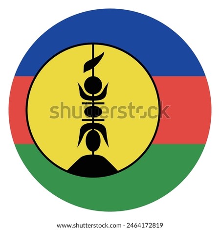 New Caledonia flag. New Caledonia circle flag. Flag icon. Standard color. Round flag. Computer illustration. Digital illustration. Vector illustration.