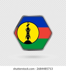 Bandera de Nueva Caledonia en un marco hexagonal.