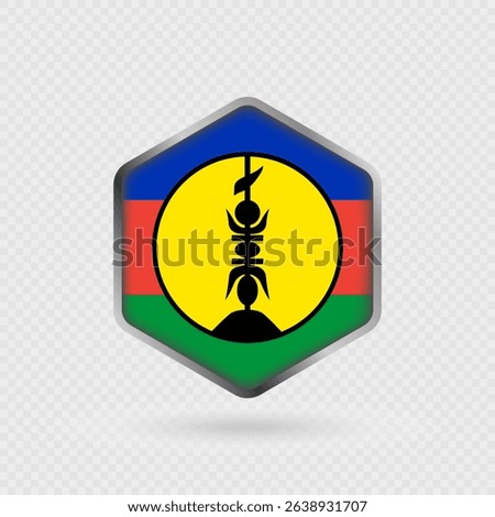New Caledonia Flag Icon in Hexagon Shape.