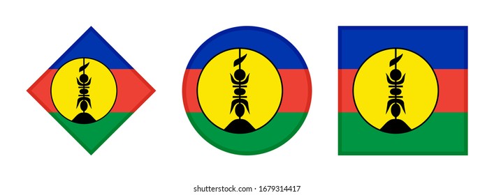 conjunto de iconos de la bandera de Nueva Caledonia, aislados en fondo blanco