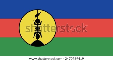 New Caledonia flag. Flag of New Caledonia. Flag icon. Standard color. Standard size. Rectangular flag. Computer illustration. Digital illustration. Vector illustration.