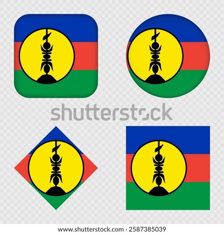 New Caledonia Flag Icons Pack. Vector illustration.