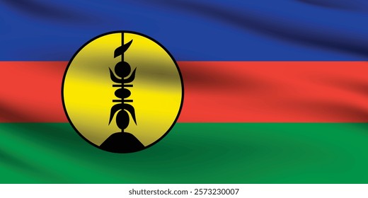 New Caledonia flag official colors and proportion digital vector illustration. Pleated flag.