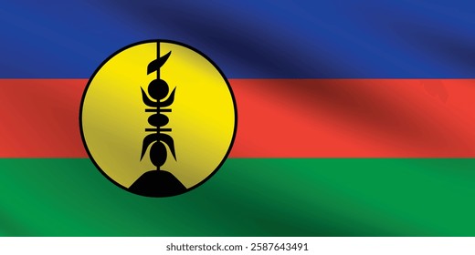 New Caledonia flag official colors and proportion digital vector illustration. Waving flag.