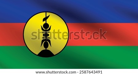 New Caledonia flag official colors and proportion digital vector illustration. Waving flag.