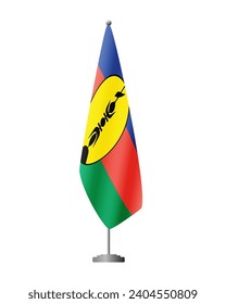 Bandera de Nueva Caledonia en el puesto de bandera para las reuniones oficiales, fondo transparente, vector