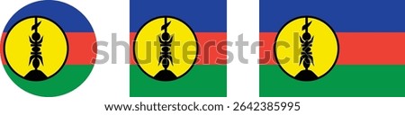 
New Caledonia flag PNG vector. New Caledonia square and round icon isolated on transparent PNG background. New Caledonia flag icon.