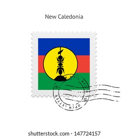 New Caledonia Flag Postage Stamp on white background. Vector illustration.